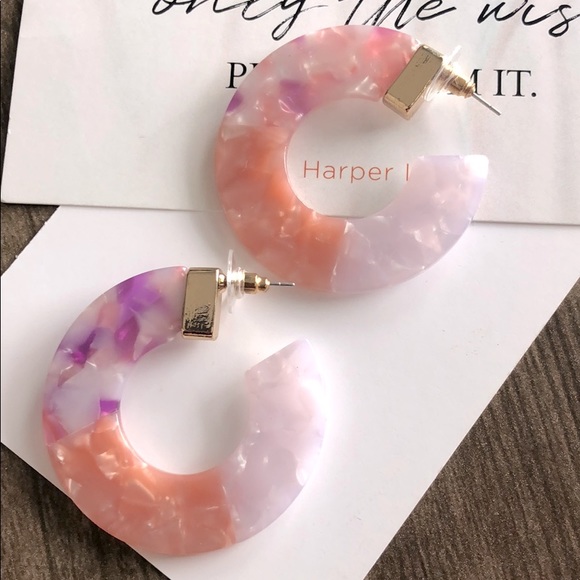 New hoop earrings pink multicolor - Picture 2 of 5